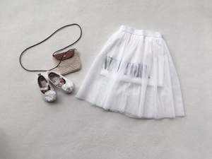 夏季新款外贸韩版童装 儿童 女童 白色网纱中裙半裙
