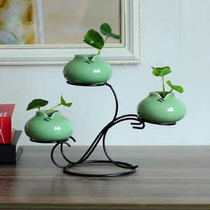 花架创意摆件小饰品新颖桌面茶台复古装饰工艺品居家陶瓷花瓶餐厅