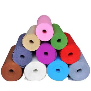 彩色毛毡毛毡布化纤不织布背胶自粘彩色化纤无纺布可