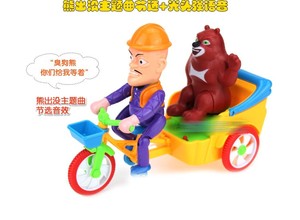 熊大熊二光头强电动三轮车玩具灯光音乐儿童益智玩具葫芦娃脚踏板