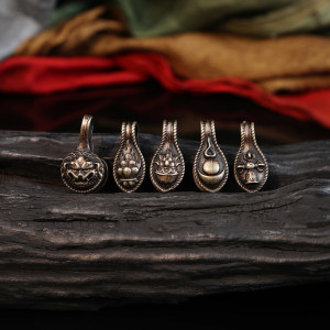 藏传复古工艺手工藏银佛珠计数器卡子藏式diy文玩菩提星月配饰