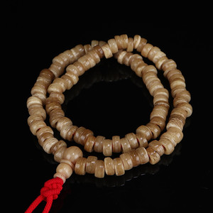 藏传手工打磨油润包浆开片老料牦牛骨佛珠念珠大孔径灵骨隔片念珠