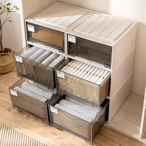 收纳箱抽屉式塑料储物箱家用衣服整理箱透明加厚衣柜衣物收纳盒子