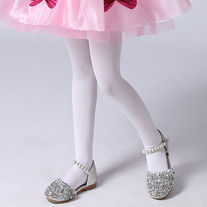 儿童演出服舞蹈袜连裤袜女童薄款白色跳舞蓬蓬裙女袜子打底裤夏季