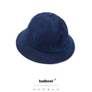 BADBOWL INDIGO植物蓝染渔夫帽 550克重磅刺子面料 日系复古帽子