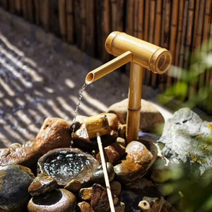 竹子流水摆件 庭院户外流水 日式风格居家流水摆件