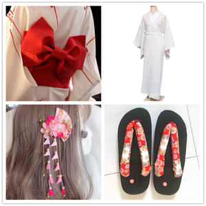 和服蝴蝶结头饰木屐拖鞋袜子日本浴衣羽织白色内搭搭配和服的配饰
