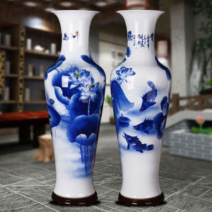 御越景德镇陶瓷器手绘青花瓷酒店开业落地大花瓶客厅家居装饰品摆