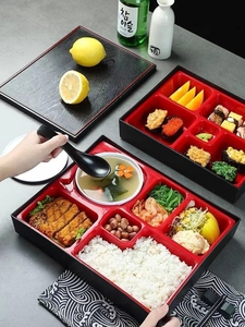 新款塑料ABS午餐饭盒创意款单层 日式便当盒外卖多格打包快餐饭盒