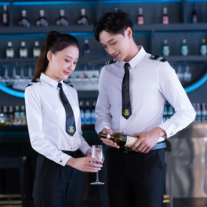 ktv酒吧服务员工作服空少机长工服夜场长袖酒店少爷吧台男潮工衣