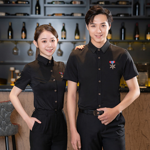 夜场酒吧服务员工作服夏季短袖衬衫新款ktv工装制服网咖会所工衣