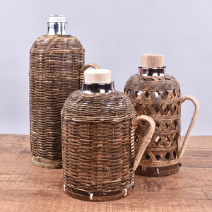 仿古手工制作竹编热水瓶家用老式复古暖壶怀旧暖瓶紫竹暖瓶保温瓶