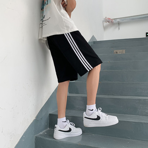 三条杠短裤男夏季外穿篮球运动裤薄款条纹裤子男生直筒休闲五分裤