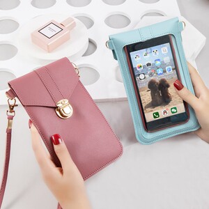 可触屏手机包女夏斜挎迷你学生单肩时尚纯色小包包少女装放手机袋