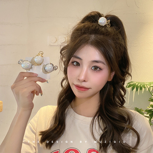 网红镭射珍珠发夹女后脑勺少女高马尾抓夹固定神器高级感夹子头饰