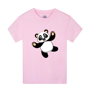 熊猫卡通纯棉短袖男女上衣服男童女童亲子装动物图案表演服t恤衫