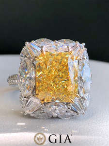 gia五克拉中彩黄雷迪恩戒指天然钻石si净度豪镶两用款定制18k金