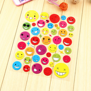 彩色笑脸贴纸儿童立体贴画泡泡贴凹凸立体海绵小粘贴奖励贴画