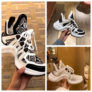 lv/路易威登女鞋 archlight 提花拼接拼色系带厚底运动休闲老爹鞋