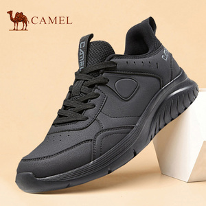 骆驼男鞋春秋中老年运动鞋子男全黑色爸爸休闲跑步透气软底旅游鞋