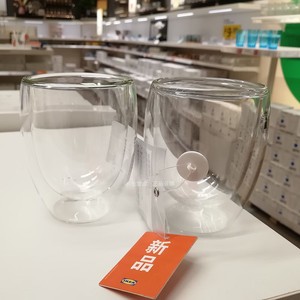 IKEA宜家正品帕西拉双层玻璃杯加厚耐热透明泡柠檬水杯冲牛奶杯子