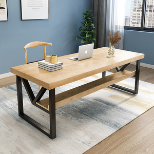 实木电脑台式桌家用简约现代卧室书桌学生学习台办公桌原木长桌子