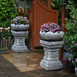 民宿花园园林庭院装饰布置别墅大门口花盆农庄农家小院罗马柱摆件