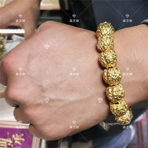 淘宝直播周大福传承足金核桃串珠手链男士 新款包邮