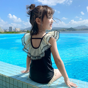 女童连体泳衣夏季洋气女孩公主儿童比基尼泳装女小童沙滩服泡温泉