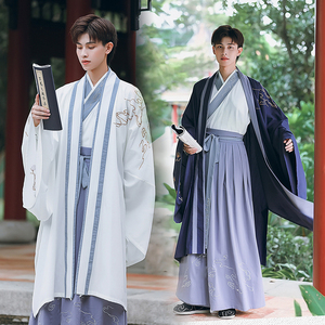 中国风原创宋制对襟大袖儒生袍古风文人雅士书生装传统汉服套装男