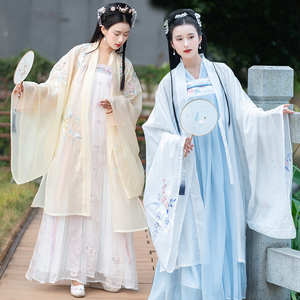 唐朝宫装古典齐胸裙传统日常汉服女款古装绣花大袖衫仙女大摆襦裙