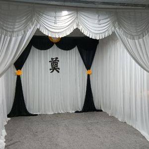 白事灵堂布置纱幔殡仪馆丧事葬礼幕布灵棚孝堂背景装饰黑白布幔