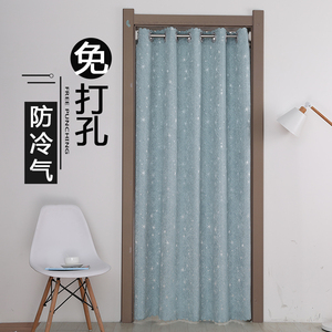 定制布艺门帘隔断帘免打孔安装伸缩杆家用空调防冷气油烟挡风布帘