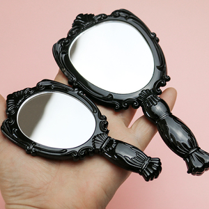 韩国进口手持化妆镜随身携带便携小镜子女士公主复古单面镜手柄镜