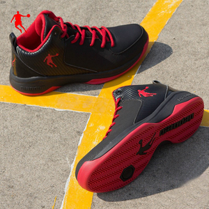 乔丹男篮球鞋黑红色学生球鞋品牌正品球鞋学生比赛战靴皮面运动鞋