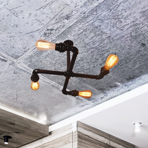个性爱迪生吊灯美式客厅书吧咖啡厅网咖古铜色做旧水管工业风灯具