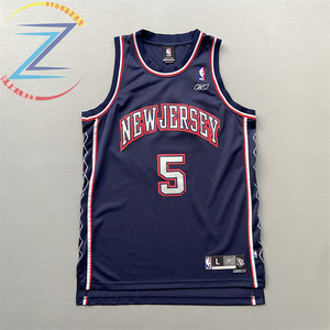 kidd 新泽西篮网5号 基德 老版网眼刺绣 球迷版 篮球服 sw 球衣 l