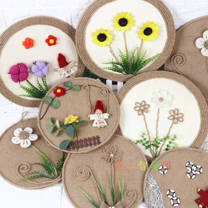 幼儿园环创材料装饰墙贴圆形麻绳花边组合区间森系木板字牌波浪边