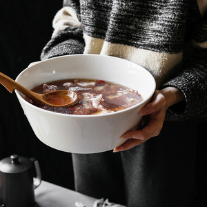白色酒店大汤碗欧式陶瓷家用大号水煮鱼汤盆创意个性大容量沙拉碗