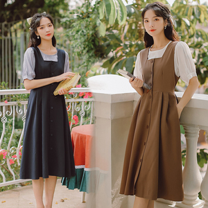 闺蜜装夏季裙子姐妹装吊带连衣裙套装背带裙两件套女夏学生温柔风