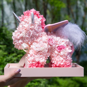 七夕情人节永生花独角兽diy摆件高级礼盒生日礼物表白送女友闺蜜