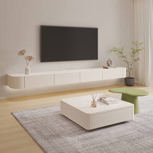 现代轻奢小户型客厅超薄实木意式岩板电视机柜壁挂墙式卡得利家具旗