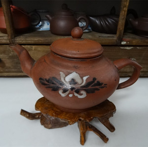 朝阳喀左紫砂壶 老紫砂壶 七八十年代紫砂挂釉老茶壶 包老实物照