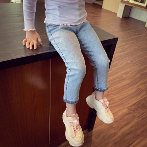 女童牛仔裤春装2021新款儿童韩版洋气修身牛仔长裤小女孩时髦裤子