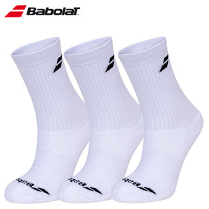 百保力babolat运动袜加厚毛巾底网球袜中筒男女长袜3双套装