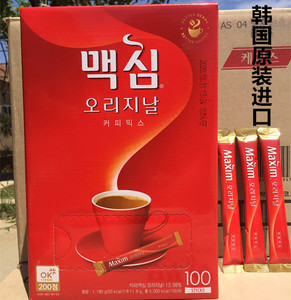 红麦馨咖啡Maxim原味咖啡三合一韩国原味速溶咖啡100条礼盒装进口