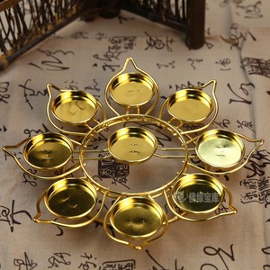 供佛单层九星灯座梅花酥油灯架九盏莲花灯座佛灯供灯烛台家用佛堂