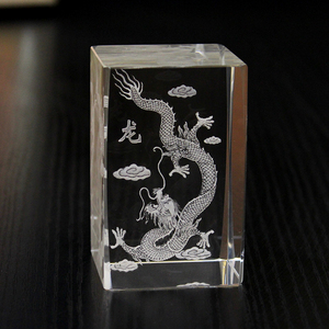 水晶3D内雕十二生肖摆件 水晶玻璃方块生日礼物创意可定制logo