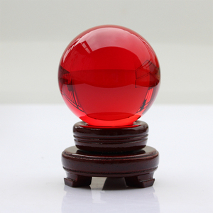 红色人造水晶玻璃球k9材料家居饰品玄关客厅桌面摆件乔迁开业礼品