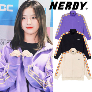 five家 韩国代购iu李智恩明星同款nerdy运动服串标拉链休闲外套女